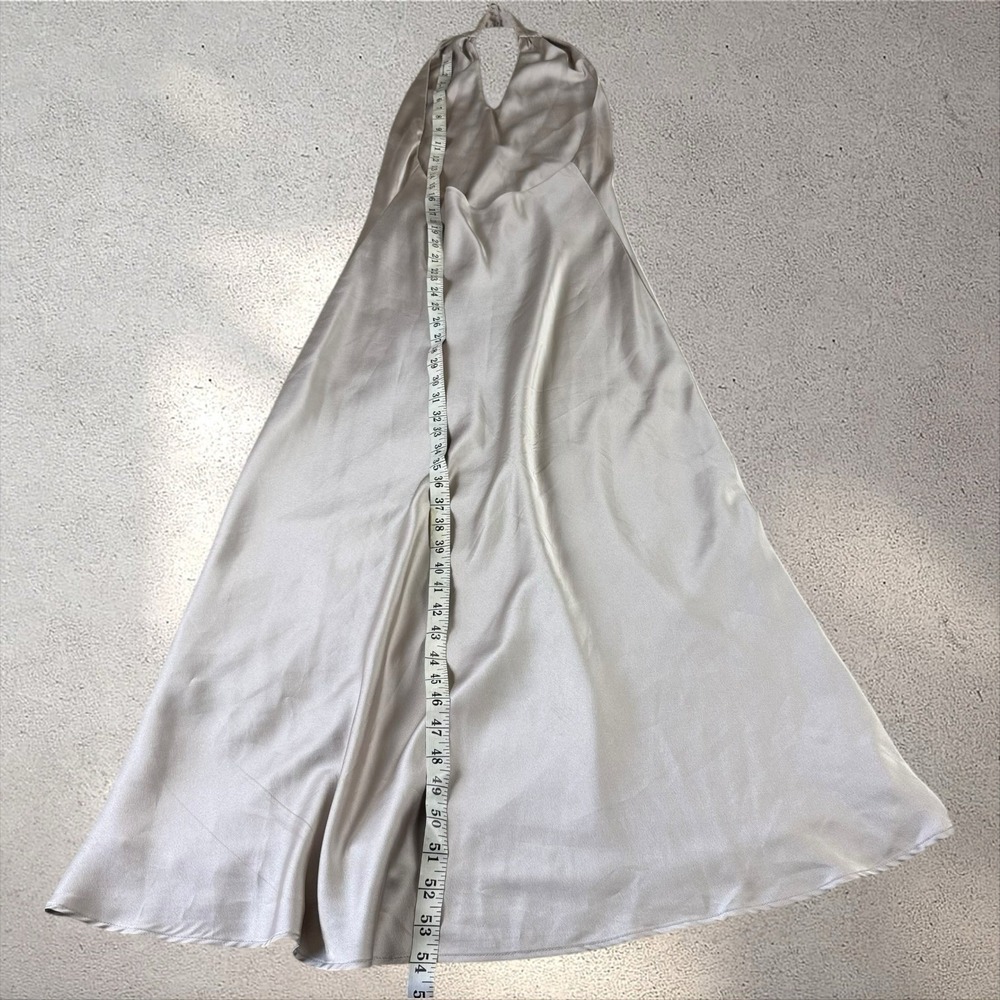 Show Me Your MuMu Satin Jasmine Halter MIDI Dress In Champagne Size S - Picture 8 of 9